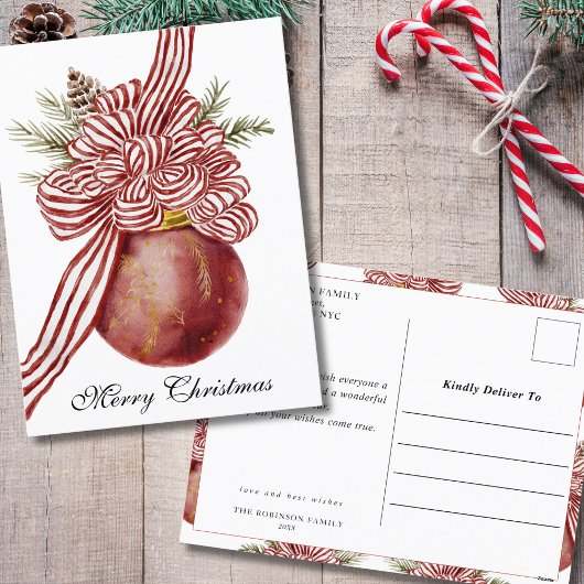 Waterverf Merry Christmas Ornament Typografie Feestdagenkaart