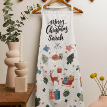 Waterverf Merry Christmas Patroon | Keukenschort