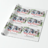 Waterverf Merry Christmas Pine 3 FOTO'S Collage Cadeaupapier (Uitgerold)