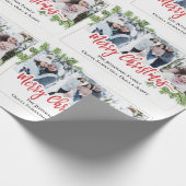 Waterverf Merry Christmas Pine 3 FOTO'S Collage Cadeaupapier (Hoek)