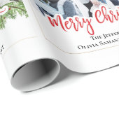 Waterverf Merry Christmas Pine 3 FOTO'S Collage Cadeaupapier (Rol Hoek)