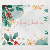 Waterverf Merry Christmas Sparkling Wine Label Sparkling Wijnetiket (Enkel label)