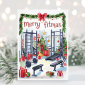 Waterverf Merry Fitmas Fitness Christmas Kaart