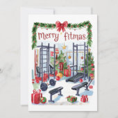 Waterverf Merry Fitmas Fitness Christmas Kaart (Voorkant)