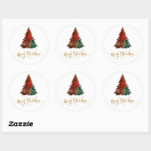 Waterverf Merry kerstboomontwerp Ronde Sticker (Vel)