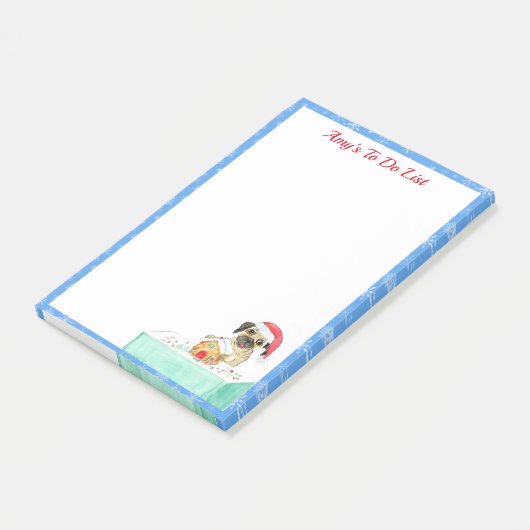 Waterverf Merry Kerstfranstalige bulletdog Post-it® Notes (Schuin)