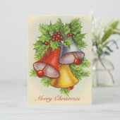  Waterverf Merry KerstHolly Bells Feestdagenkaart (Staand voorkant)