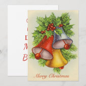  Waterverf Merry KerstHolly Bells Feestdagenkaart (Voorkant / Achterkant)