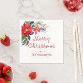 Waterverf Merry Kerstmis Poinsettia Servet (Insitu)