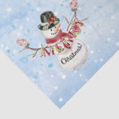 Waterverf Merry Kersttypografie Cute Snowman Tissuepapier (Detail)