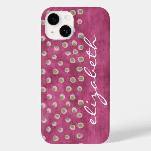 Waterverf Messy Fun Polka Dots limoen warme roze Case-Mate iPhone Case (Achterkant)