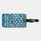 Waterverf Messy Polka Dots - blauw en roze Bagagelabel (Achterkant horizontaal)