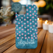 Waterverf Messy Polka Dots - blauw en roze Case-Mate iPhone Case