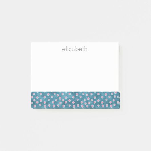 Waterverf Messy Polka Dots - blauw en roze Post-it® Notes (Voorkant)