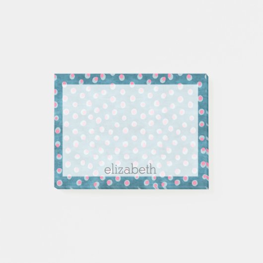 Waterverf Messy Polka Dots - blauw en roze Post-it® Notes (Voorkant)