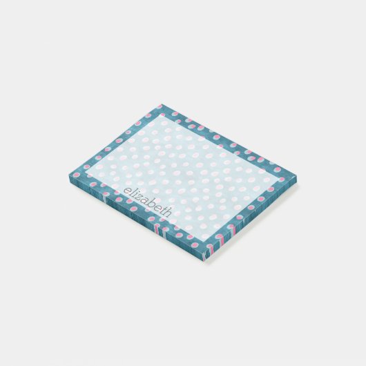 Waterverf Messy Polka Dots - blauw en roze Post-it® Notes (Schuin)