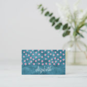 Waterverf Messy Polka Dots - blauw en roze Visitekaartje (Staand voorkant)
