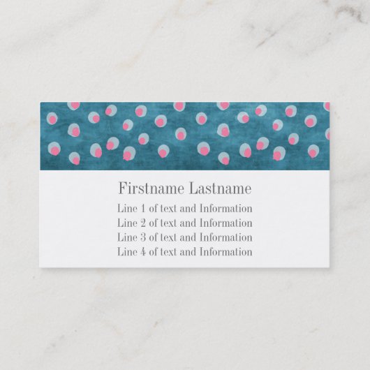 Waterverf Messy Polka Dots - blauw en roze Visitekaartje (Achterkant)
