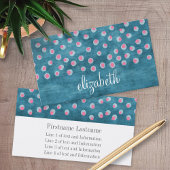Waterverf Messy Polka Dots - blauw en roze Visitekaartje