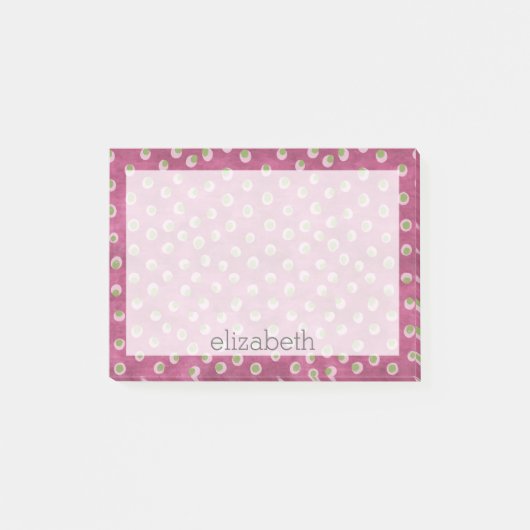 Waterverf Messy Polka Dots - limoen en opwindroze Post-it® Notes (Voorkant)