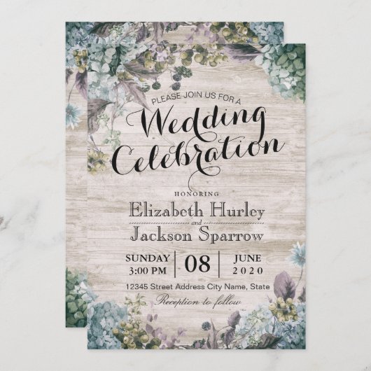 Waterverf met bijtende bruiloft botanische flora e kaart (Voorkant / Achterkant)