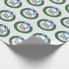 Waterverf met blauw kerstbeklimming cadeaupapier