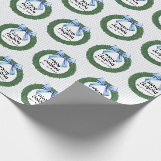 Waterverf met blauw kerstbeklimming cadeaupapier (Hoek)