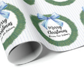 Waterverf met blauw kerstbeklimming cadeaupapier (Rol Hoek)