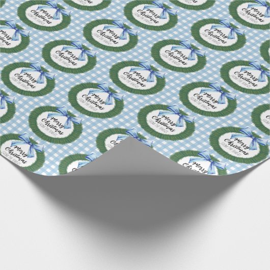 Waterverf met blauw kerstfeest cadeaupapier (Hoek)