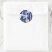 Waterverf met blauw kerstvioolblauw met witte ebbe ronde sticker (Tas)