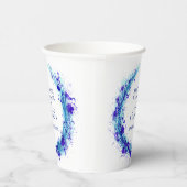 Waterverf met blauw waterspatten papieren bekers (Rechts)