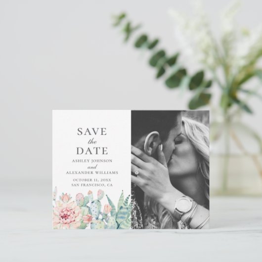 Waterverf met bloem als succulent. Cactus Bewaar d Briefkaart (Staand voorkant)