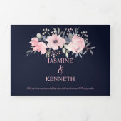 Waterverf met blote roze en marineslag drieluik uitnodiging (Cover)