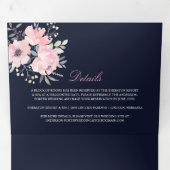 Waterverf met blote roze en marineslag drieluik uitnodiging (Binnenzijde eerst)