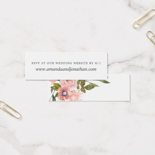 Waterverf met Blush Pink Wedding website RSVP Mini Visitekaartjes (Kantoor)