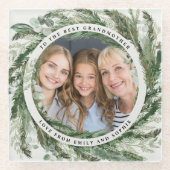 Waterverf met botanisch elegant fotocadeau glazen onderzetter (Voorkant)