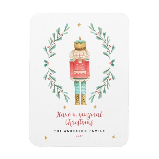 Waterverf met botanische schattige kerstpoten magneet (Verticaal)