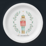 Waterverf met botanische schattige kerstpoten papieren bordje<br><div class="desc">Notenkraker waterverf botanische schattige kerst feestelijke vakantie ontwerp</div>