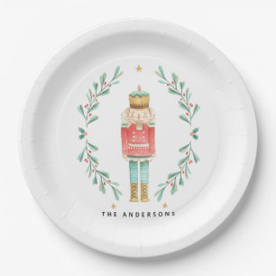 Waterverf met botanische schattige kerstpoten papieren bordje