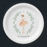 Waterverf met botanische schattige kerstpoten papieren bordje<br><div class="desc">Notenkraker waterverf botanische schattige kerst feestelijke vakantie ontwerp</div>