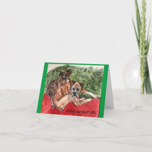 Waterverf met Boxer inspirerend Xmas-kaart Bedankkaart