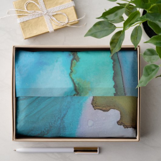 Waterverf met Bright Turquoise Wash-decoupage Tissuepapier (Geschenk)