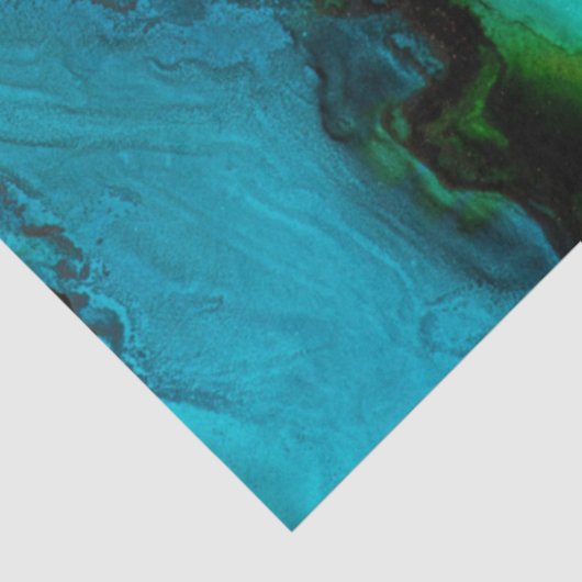 Waterverf met Bright Turquoise Wash-decoupage Tissuepapier (Detail)