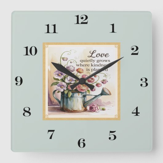  Waterverf met citaat Vierkante Klok (Voorkant)