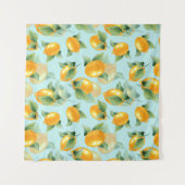 Waterverf met citroenen en bladeren. Slijpen Wandkleed (Voorkant (horizontaal))