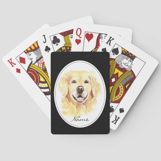 Waterverf met de aangepaste naam Golden Retriever Pokerkaarten (Achterkant)