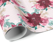 Waterverf met de Bourgogne kerst-Poinsettia Cadeaupapier (Rol Hoek)