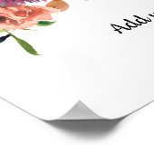 Waterverf met de bruine peach Floral uw eigen teks Poster (Hoek)