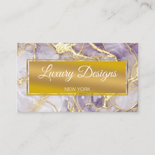 Waterverf met de gouden marmer van de lavender visitekaartje (Voorkant)