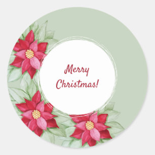 Waterverf met de hand geschilderd voor Kerstmis Po Ronde Sticker